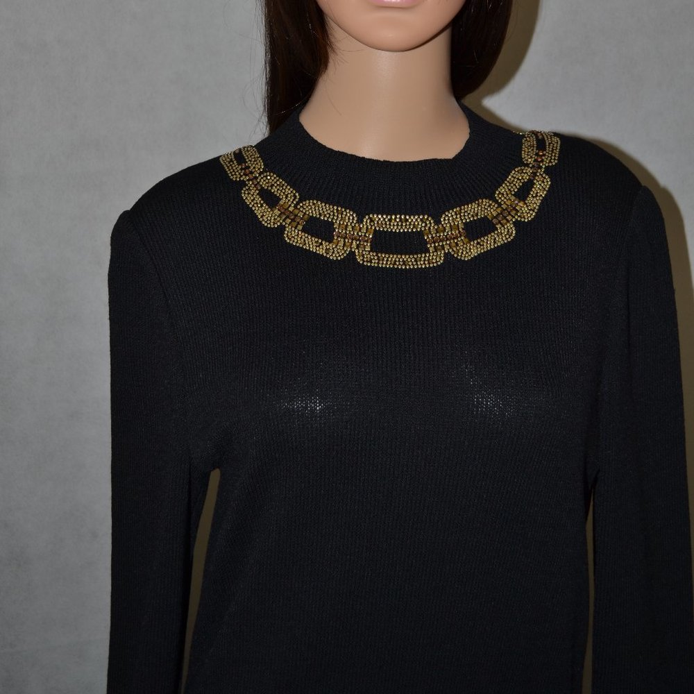 (STUNNING ) ST. JOHN EVENING BY MARIE GRAY BLACK AND GOLD WITH BLACK BELT SIZE 8